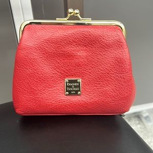 Dooney and Bourke Red pebble Grain credit card kiss lock wallet